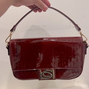 Bebe Alexandra Patent Shoulder Bag Wine